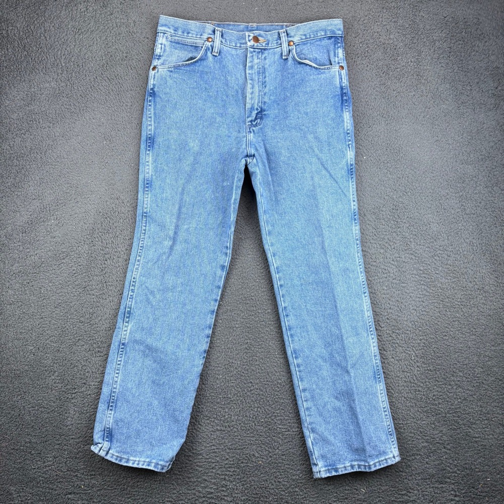 Wrangler 936ATW Mens Cowboy Cut Slim Fit Jeans Light Wash Blue 33x30 Denim